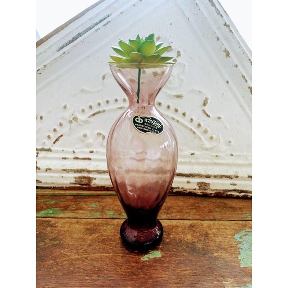 Vintage Rosssini Italian Art Glass Vase Purple - Picture 1 of 8
